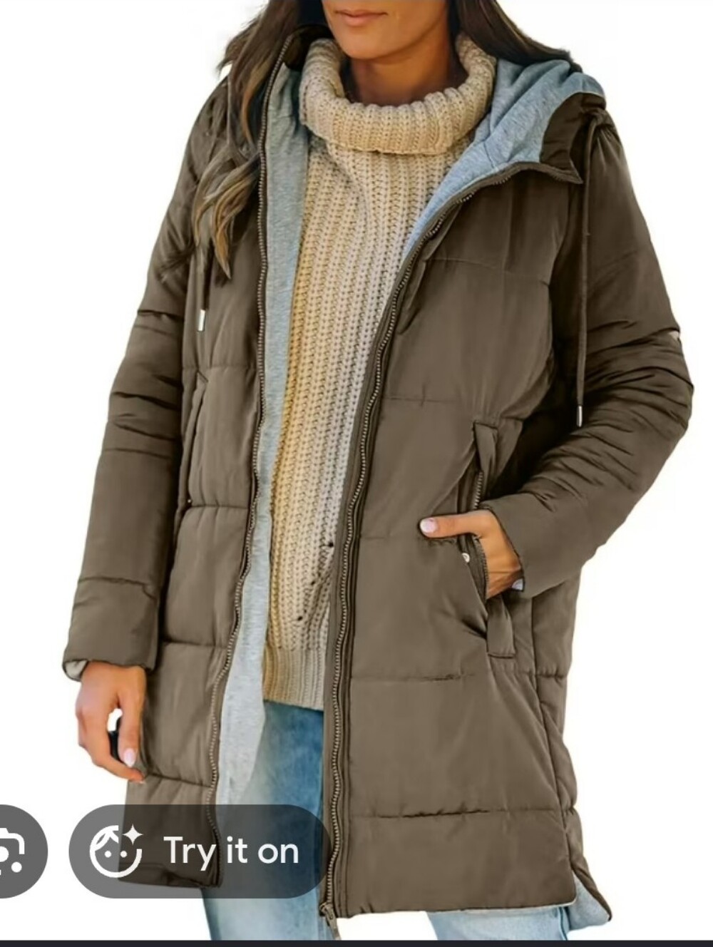 Women's Army Green Quilted Puffer Jacket Sz Medium